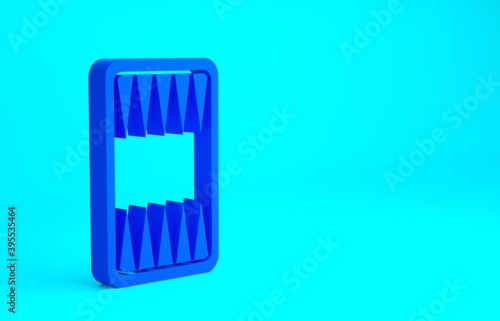 Blue Backgammon board icon isolated on blue background. Minimalism concept. 3d illustration 3D render.