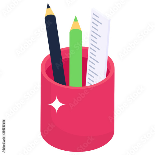 
Pencil case vector, icon of pencil stand in editable style 
