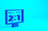 Blue Sport mechanical scoreboard and result display icon isolated on blue background. Minimalism concept. 3d illustration 3D render.