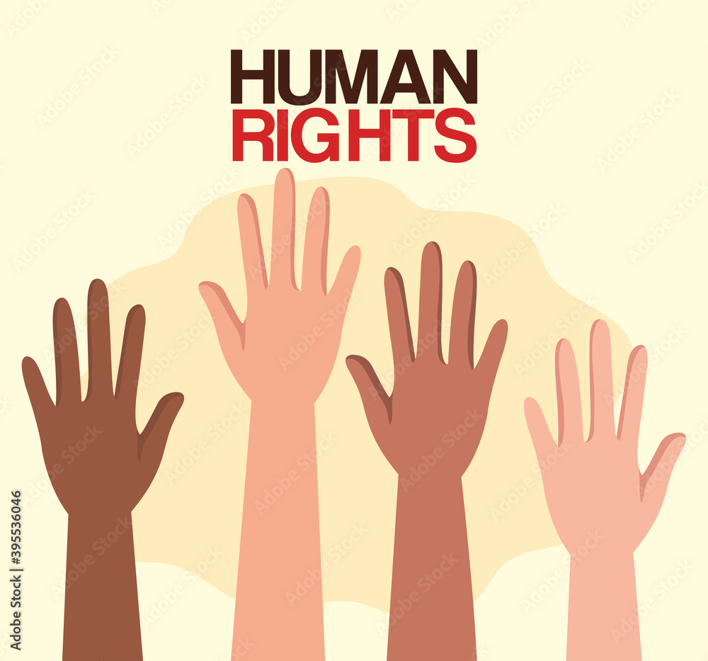 Human rights with hands up design, Manifestation protest and demonstration theme Vector illustration Human rights with hands up design, Manifestation protest and demonstration theme Vector illustration