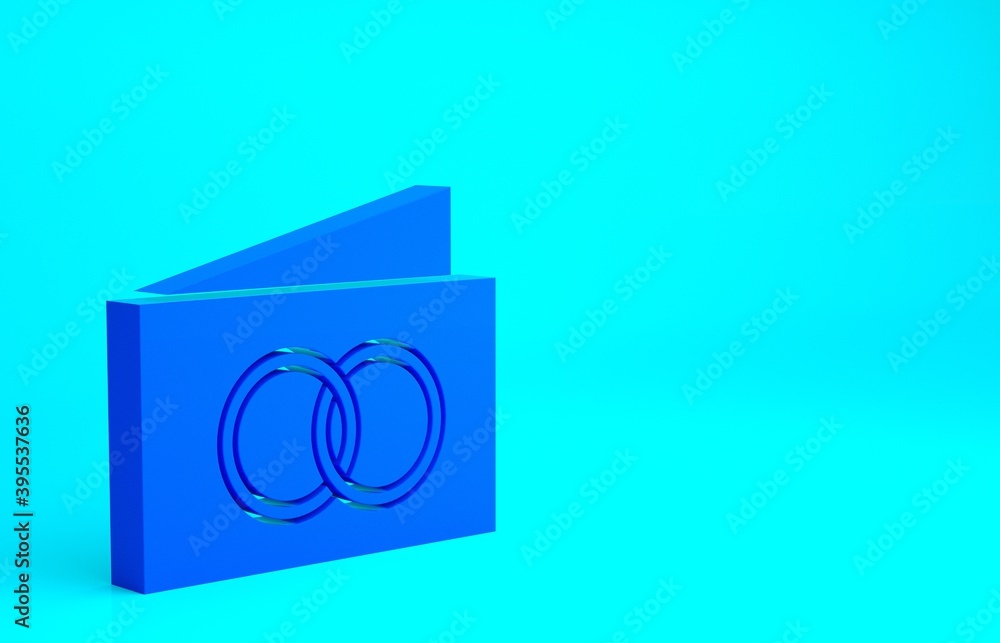 Blue Greeting card icon isolated on blue background. Celebration poster template for invitation or greeting card. Minimalism concept. 3d illustration 3D render. Blue Greeting card icon isolated on blue background. Celebration poster template for invitation or greeting card. Minimalism concept. 3d illustration 3D render.