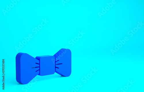 Blue Bow tie icon isolated on blue background. Minimalism concept. 3d illustration 3D render.