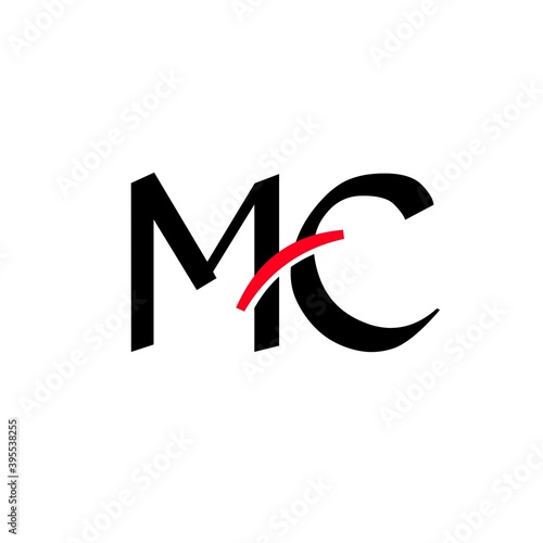 MC Letter Logo Design with Black and Red Color.