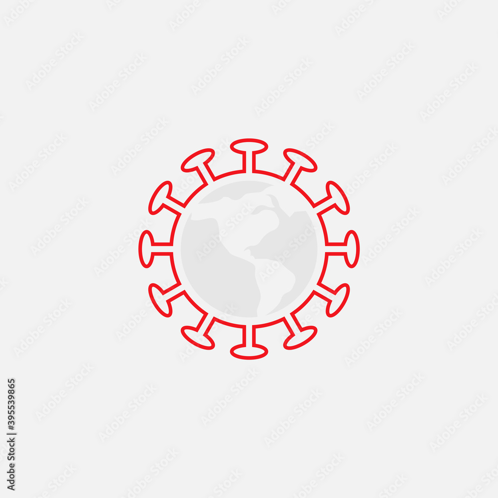 Illustration graphic vector of corona virus in Wuhan, coronavirus infection. 2019-nvoc virus. Corona virus logo microbe, outbreak Covid-19 sign with viral cell red color