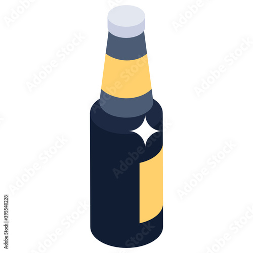 
Whiskey bottle icon, isometric vector 
