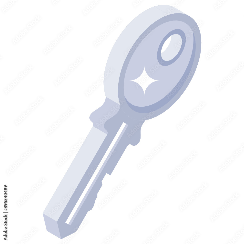 A room key, keyring attached to key isometric icon
A room key, keyring attached to key isometric icon