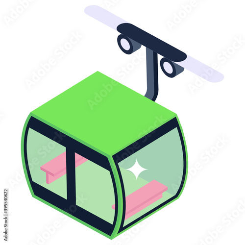 
Cable car icon showing the concept of adventure, editable isometric vector 
