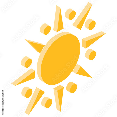 
Sunlight icon in isometric design, morning phase  
