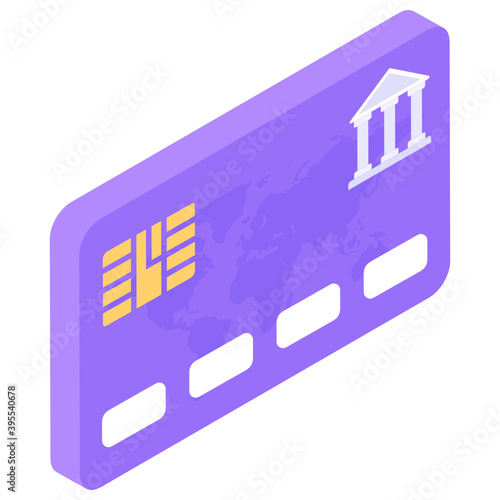 
A smart bank card, modern isometric vector 
