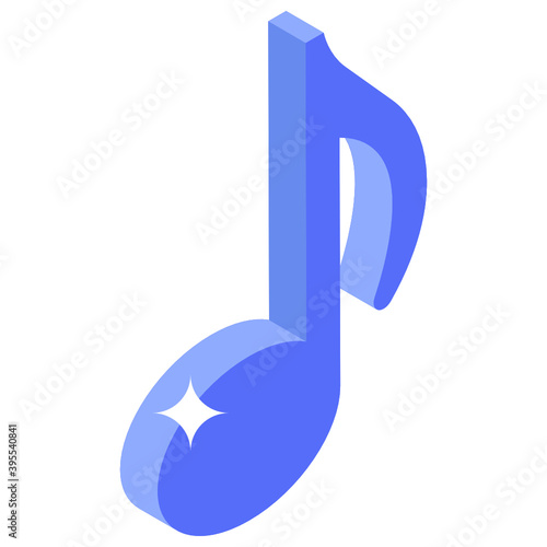 
Trendy editable icon of music note, isometric vector 
