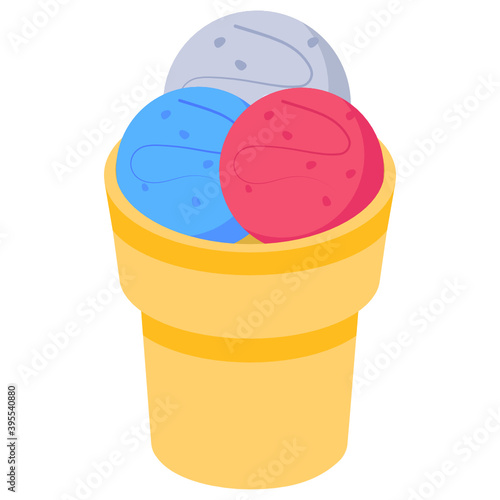 
Gelato icon in isometric style 
