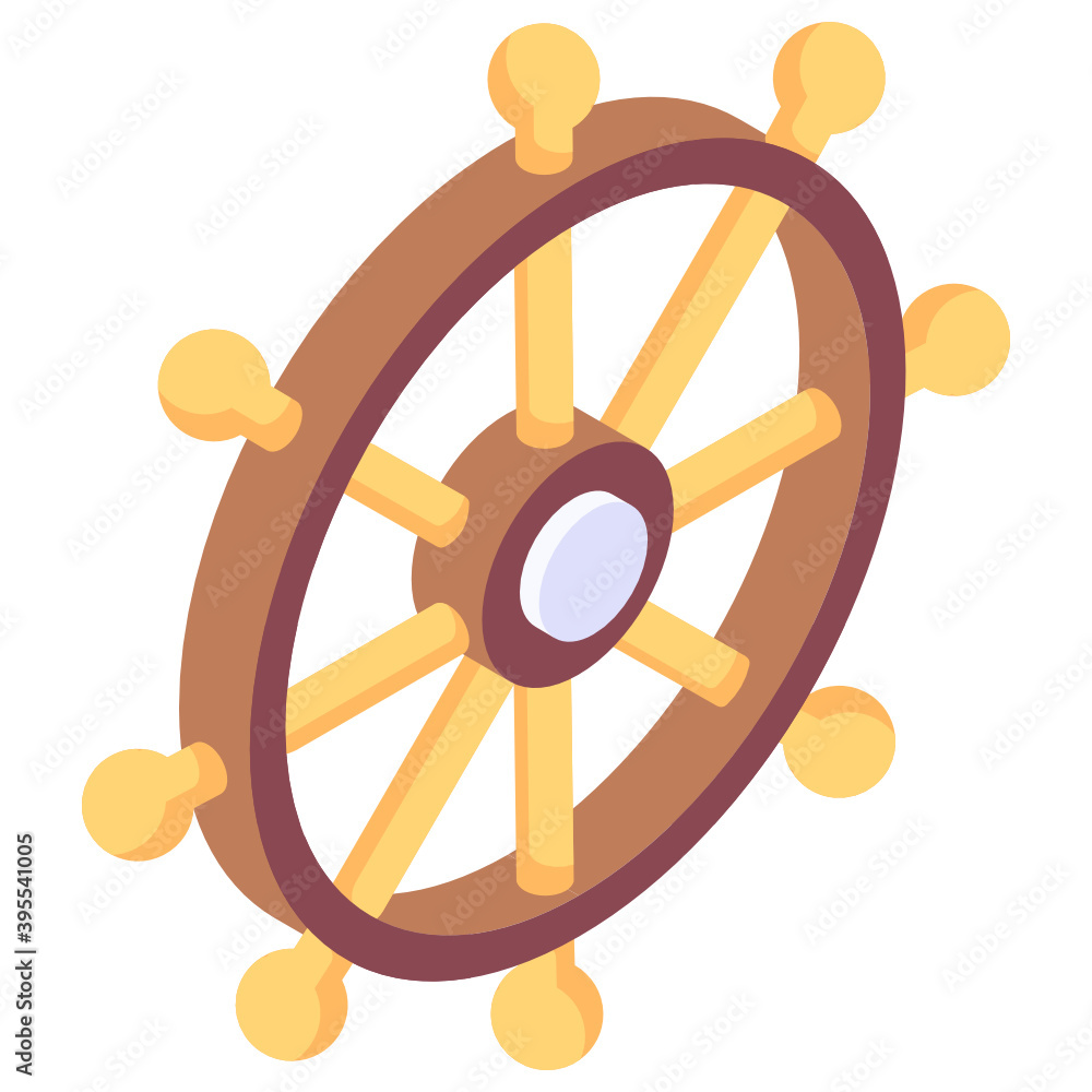 
Icon of ship helm isometric vector design, marine navigator tool 
