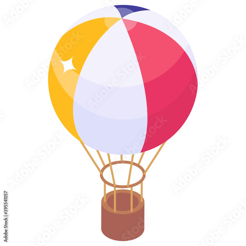 
isometric design of hot air balloon icon, editable vector 
