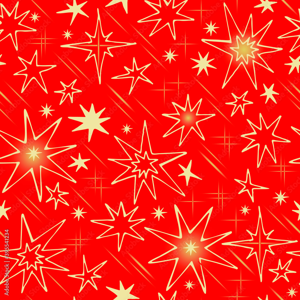Red seamless pattern with beautiful gold stars. Vector illustration. Wrapping paper. Red seamless pattern with beautiful gold stars. Vector illustration. Wrapping paper.