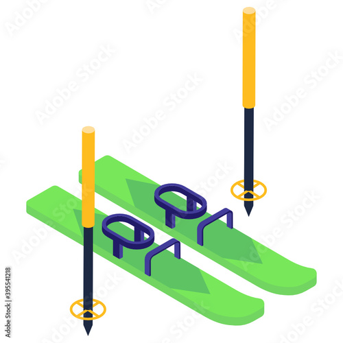 
Trendy isometric design of skiing icon
