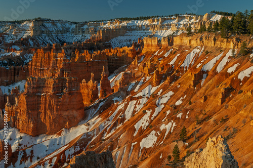 Winter landscape shortly after sunrise of the hoodoos of Bryce Canyon National Park, Utah, USA