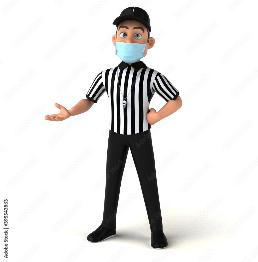 Fun 3D Illustration of an american Referee with a mask Fun 3D Illustration of an american Referee with a mask