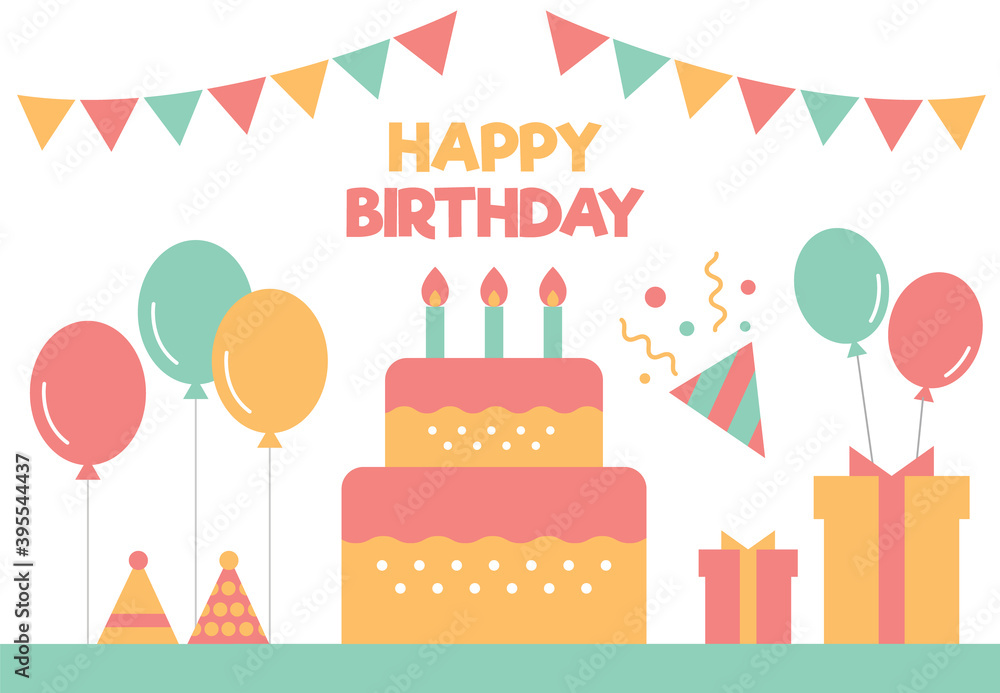 flat design happy birthday party flat design happy birthday party