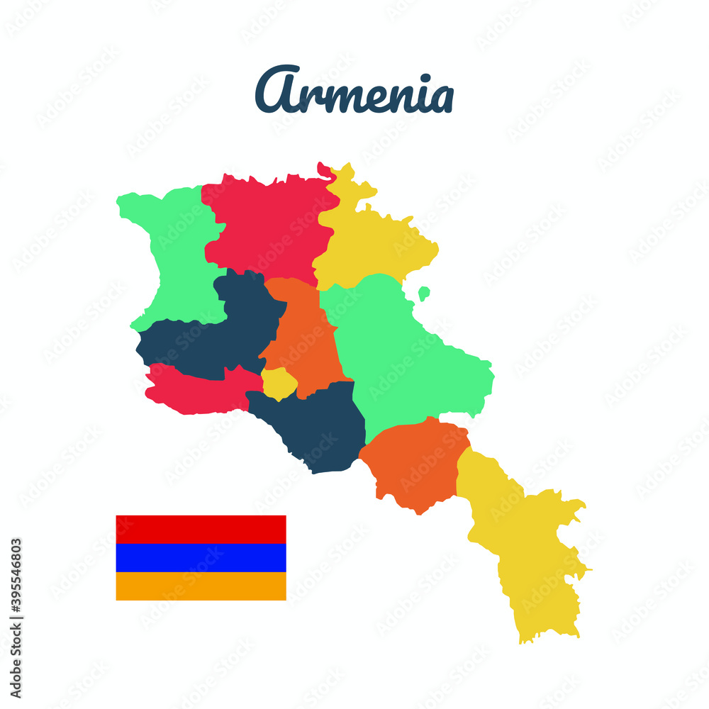 Colorful map of Armenia , Flag Of Armenia, Vector Infographic Map Eps 10