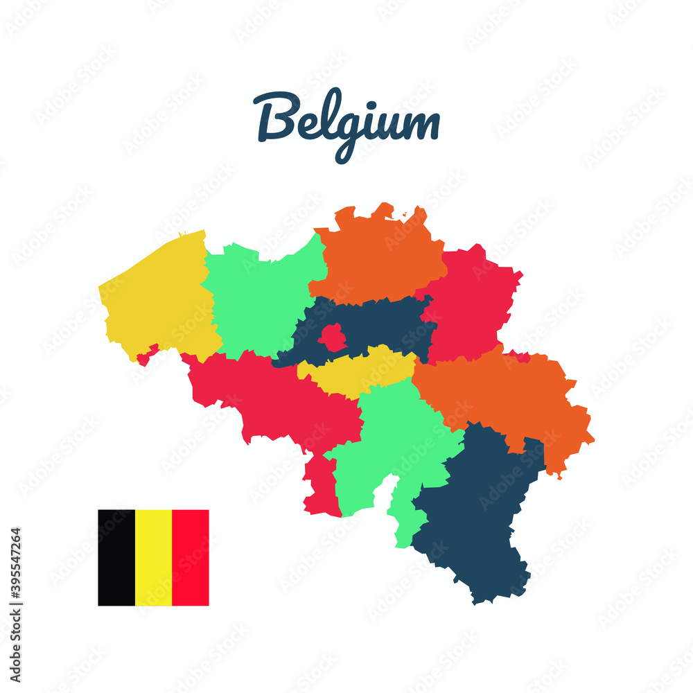 Colorful map of Belgium, Flag Of Belgium, Vector Infographic Map Eps 10