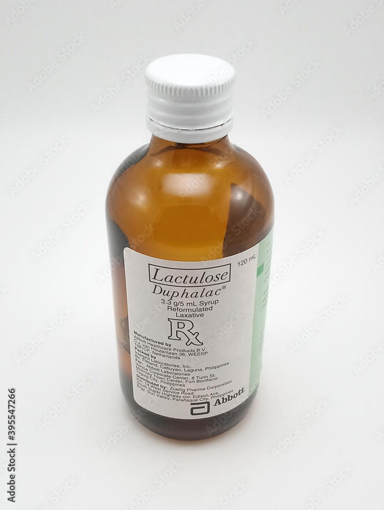 Lactulose Duphalac syrup laxative in Manila, Philippines Stock Photo