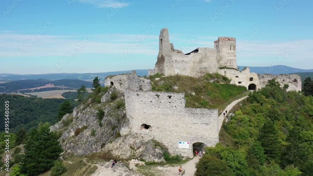 Aerial view of Cachtice Castle in the village of Cachtice in Slovakia Aerial view of Cachtice Castle in the village of Cachtice in Slovakia