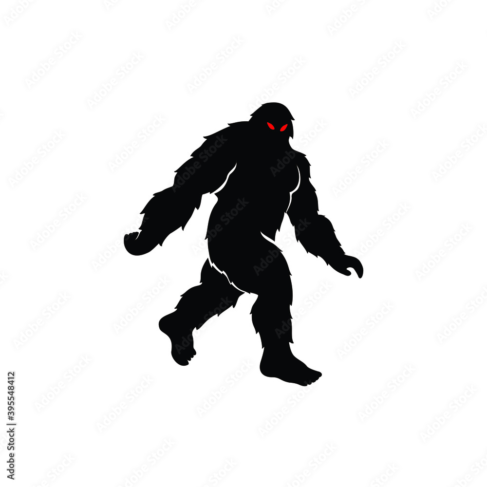 Fototapeta premium bigfoot or yucca man silhouette social distancing logo design vector