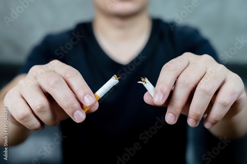 Men quit smoking for good health.