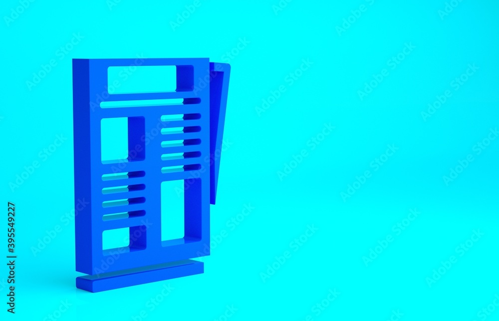 Blue News icon isolated on blue background. Newspaper sign. Mass media symbol. Minimalism concept. 3d illustration 3D render. Blue News icon isolated on blue background. Newspaper sign. Mass media symbol. Minimalism concept. 3d illustration 3D render.