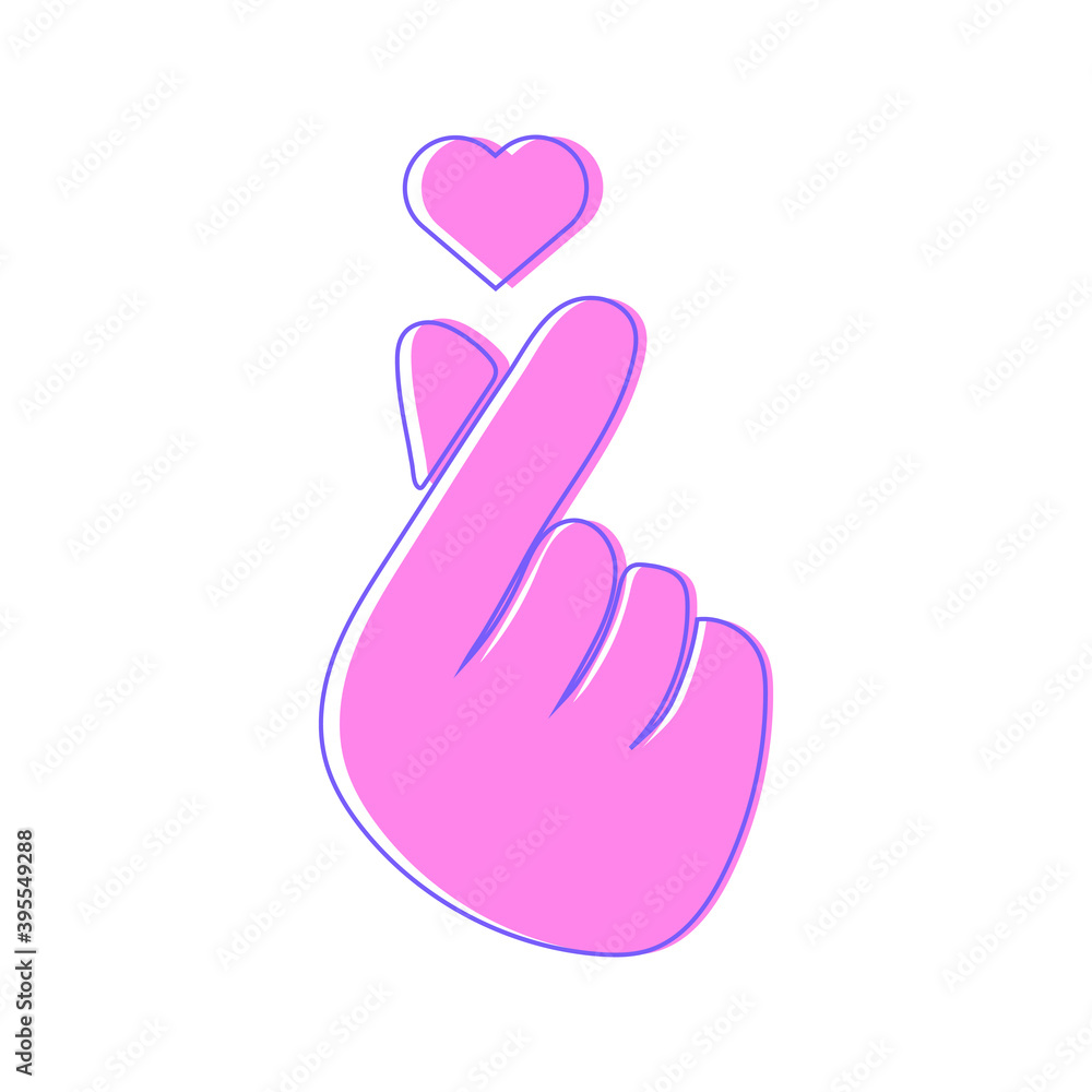 Pink finger heart. Korean symbol hand heart Pink finger heart. Korean symbol hand heart