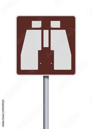 Vector illustration of the Wildlife Viewing Binoculars brown road sign
