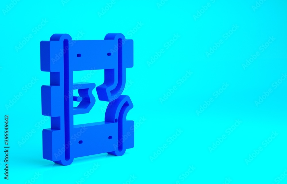 Blue Broken or cracked rails on a railway icon isolated on blue background. Minimalism concept. 3d illustration 3D render. Blue Broken or cracked rails on a railway icon isolated on blue background. Minimalism concept. 3d illustration 3D render.