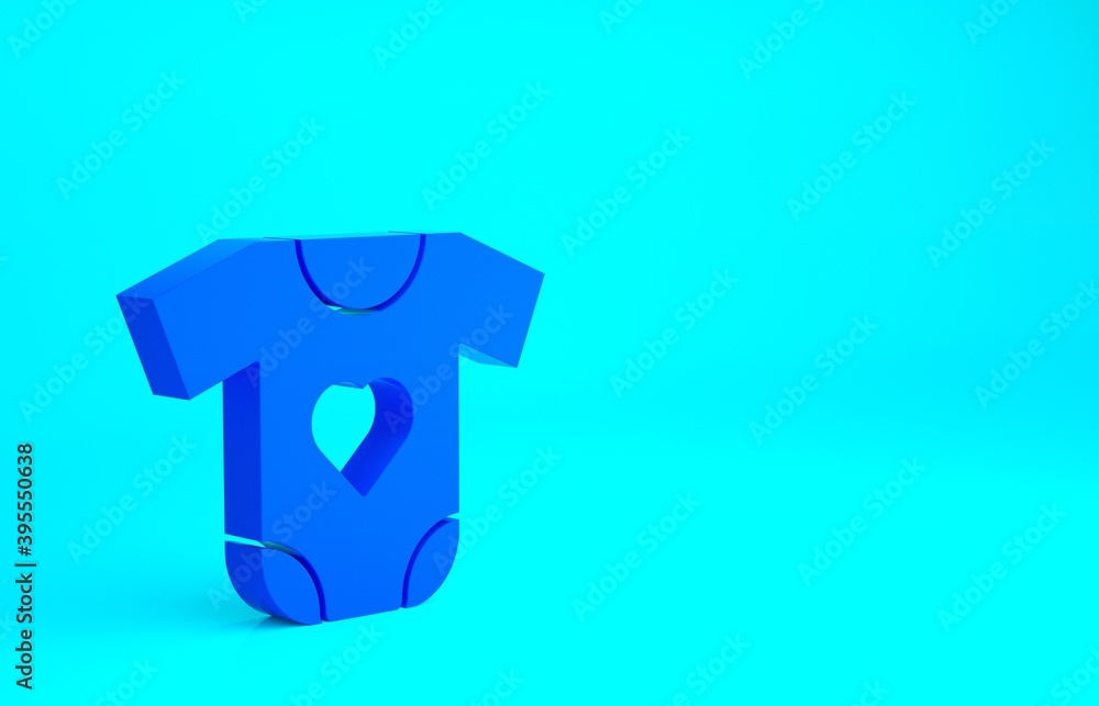 Blue Baby clothes icon isolated on blue background. Baby clothing for baby girl and boy. Baby bodysuit. Minimalism concept. 3d illustration 3D render. Blue Baby clothes icon isolated on blue background. Baby clothing for baby girl and boy. Baby bodysuit. Minimalism concept. 3d illustration 3D render.