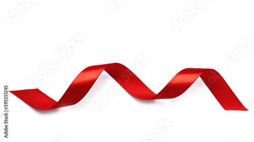 Red ribbon on a white background. High quality photo