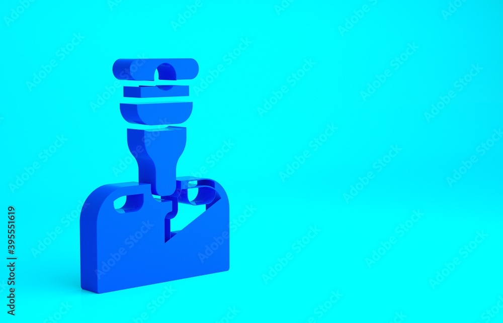 Blue Captain of ship icon isolated on blue background. Travel tourism nautical transport. Voyage passenger ship, cruise liner. Minimalism concept. 3d illustration 3D render.