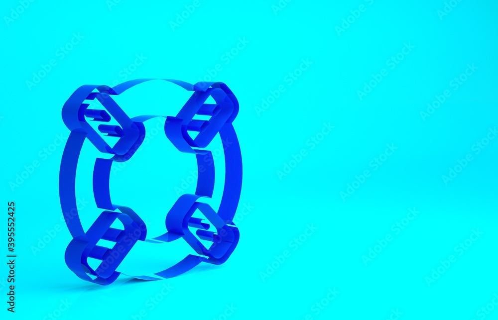 Blue Lifebuoy icon isolated on blue background. Lifebelt symbol. Minimalism concept. 3d illustration 3D render. Blue Lifebuoy icon isolated on blue background. Lifebelt symbol. Minimalism concept. 3d illustration 3D render.