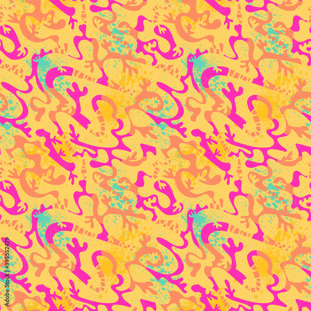 Urban colorful abstract pattern with hand drawn wave shapes. Seamless backdrop