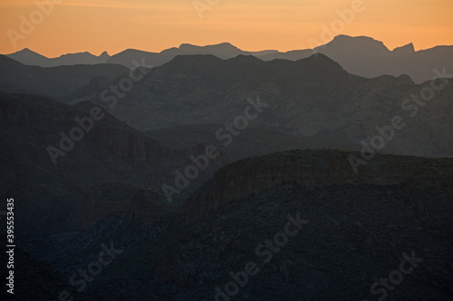 Landscape at twilight of the Superstition Mountains, Arizona, USA