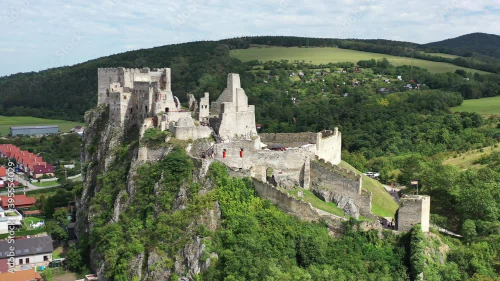 Aerial view of Beckov Castle in the village of Beckov in Slovakia Aerial view of Beckov Castle in the village of Beckov in Slovakia