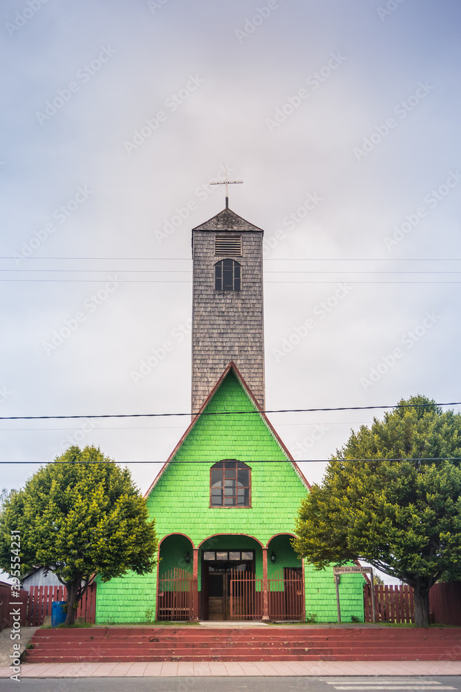 Traditional wooden church from the Chiloe region, Chile.