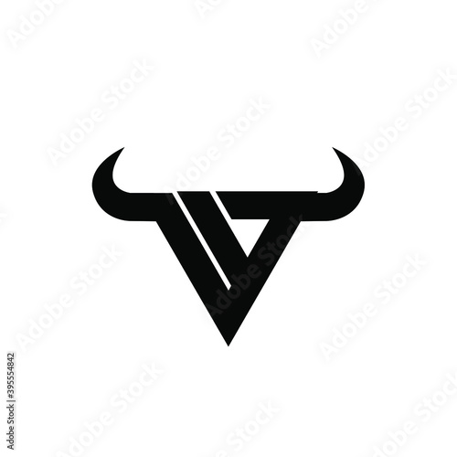 abstract letter w triangle bull head black logo isolated background