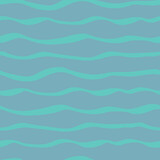 Seamless repeating pattern with hand drawn wavy stripes on blue background for surface design and other design projects. Water, sea waves concept