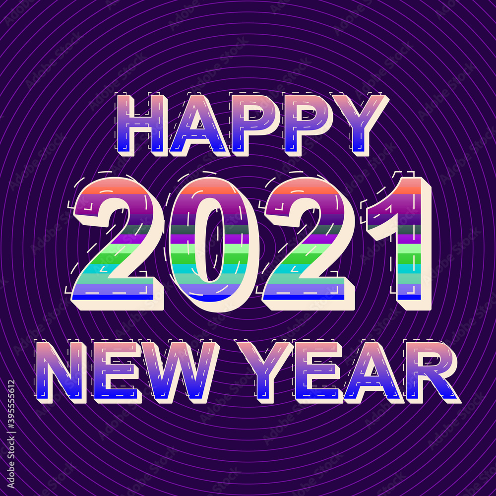 Happy 2021 new year celebration multicolored banner design