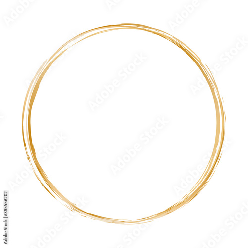 gold brush round frame banners on white background 