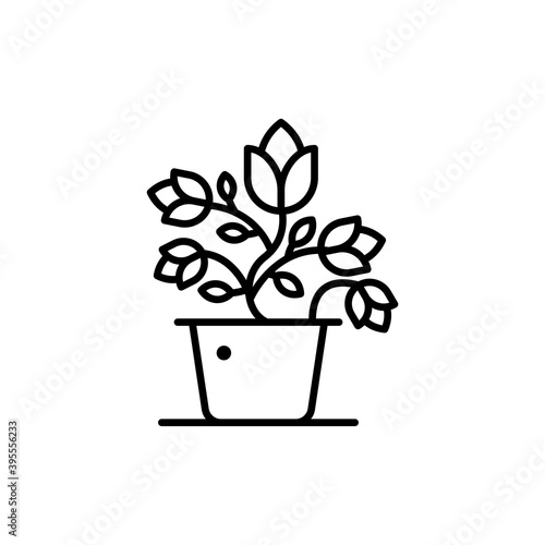 Flower pot Outline illustration style Icon. EPS File 10