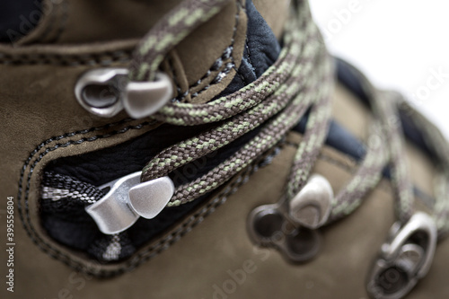 Closeup of hiking boots