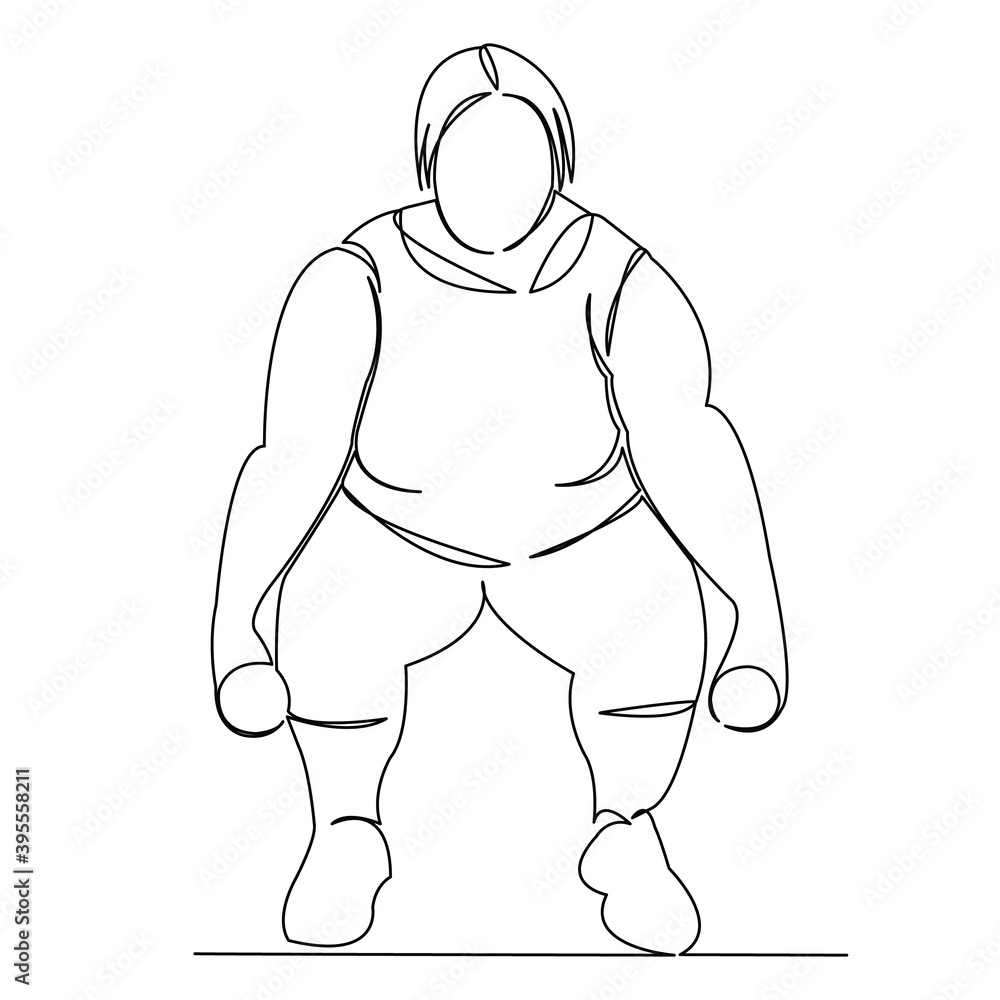 Fototapeta premium fat woman doing fitness bodypositive