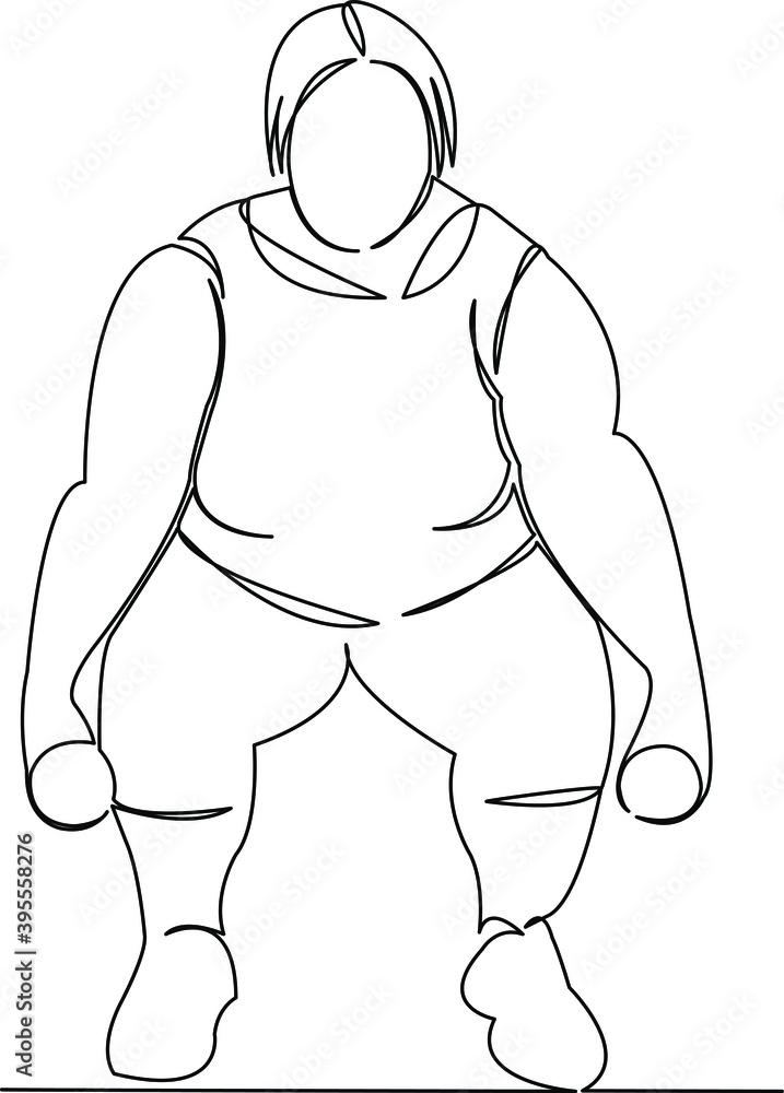 Fototapeta premium fat woman doing fitness bodypositive