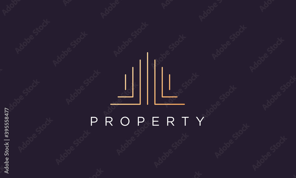 luxury and classy real estate apartment abstract logo design in a simple and modern style