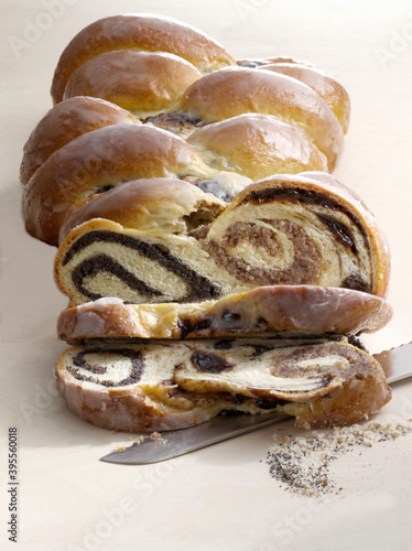 Yeast bread with hazelnut and poppy seeds photo